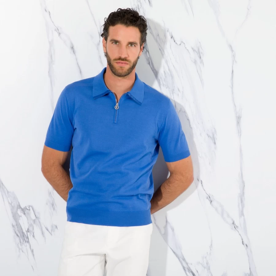 "Stefano Ricci Men's Premium Zip Polo Shirt – Luxury Designer Knitwear"