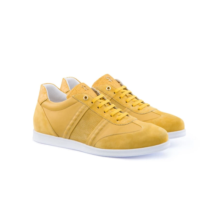 "Stefano Ricci Luxury Men's Sneakers in Calfskin & Matte Crocodile Leather"