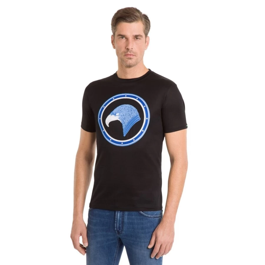 Stefano Ricci Men's Eagle Head Embroidered Premium Cotton T-Shirt