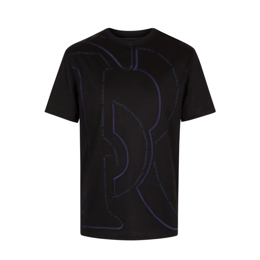 Stefano Ricci Men's Luxury T-Shirt in Color N999 - Premium Cotton Crewneck Tee