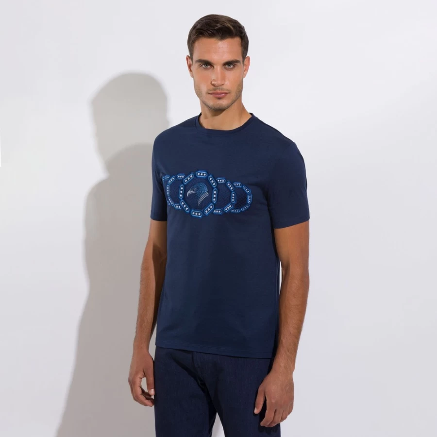 Stefano Ricci Men's B001 Premium Cotton T-Shirt for Luxury Casual Wear