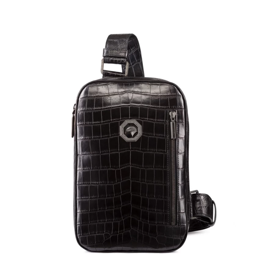 "Stefano Ricci Luxury Matted Crocodile Leather Sling Backpack for Men & Women"