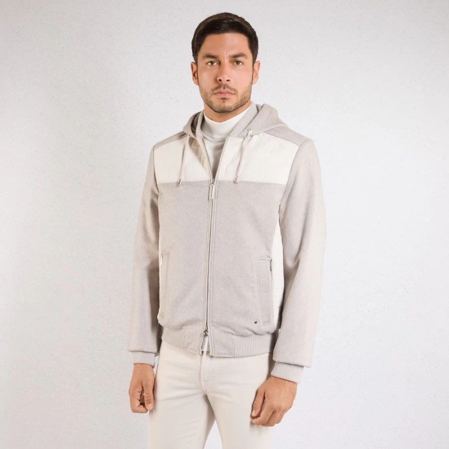 Stefano Ricci Men's Cashmere & Nubuck Crocodile Hooded Blouson Jacket in Co60Hc_7062
