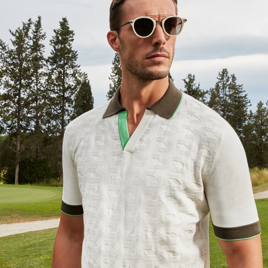 Stefano Ricci Men's Spread Collar Polo Shirt in F23281_3201 Color