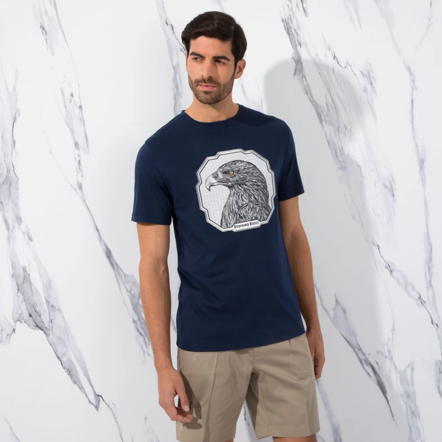Stefano Ricci Men's B001 Crewneck T-Shirt | Premium Cotton Classic Fit