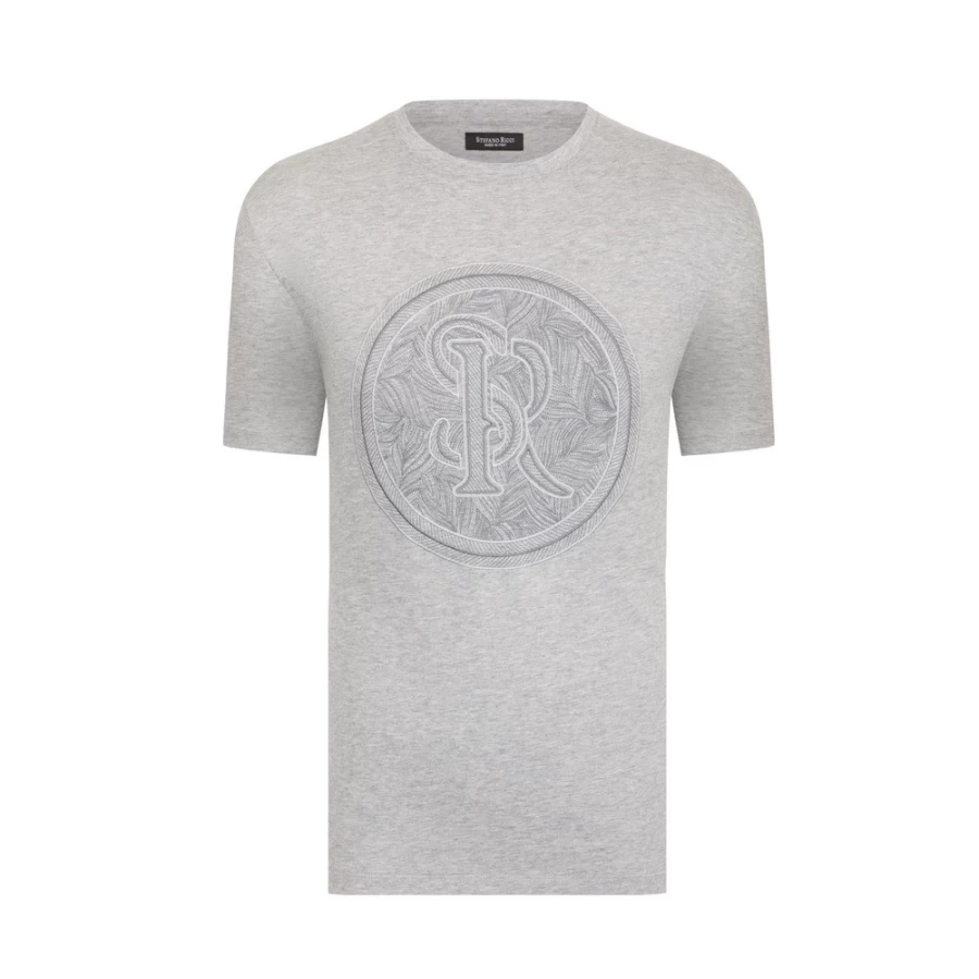 Stefano Ricci Men's Premium Crew Neck Cotton T-Shirt - Classic Fit Casual Tee