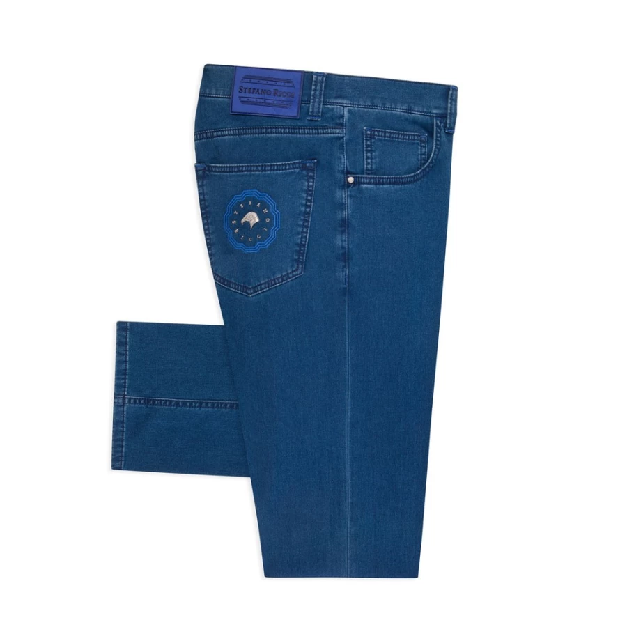 "Stefano Ricci Men's Tapered Jeans - Premium Slim Fit Denim Pants"