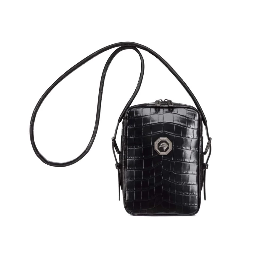 "Stefano Ricci Luxury Matted Crocodile Messenger Bag for Men – Premium Designer Briefcase"