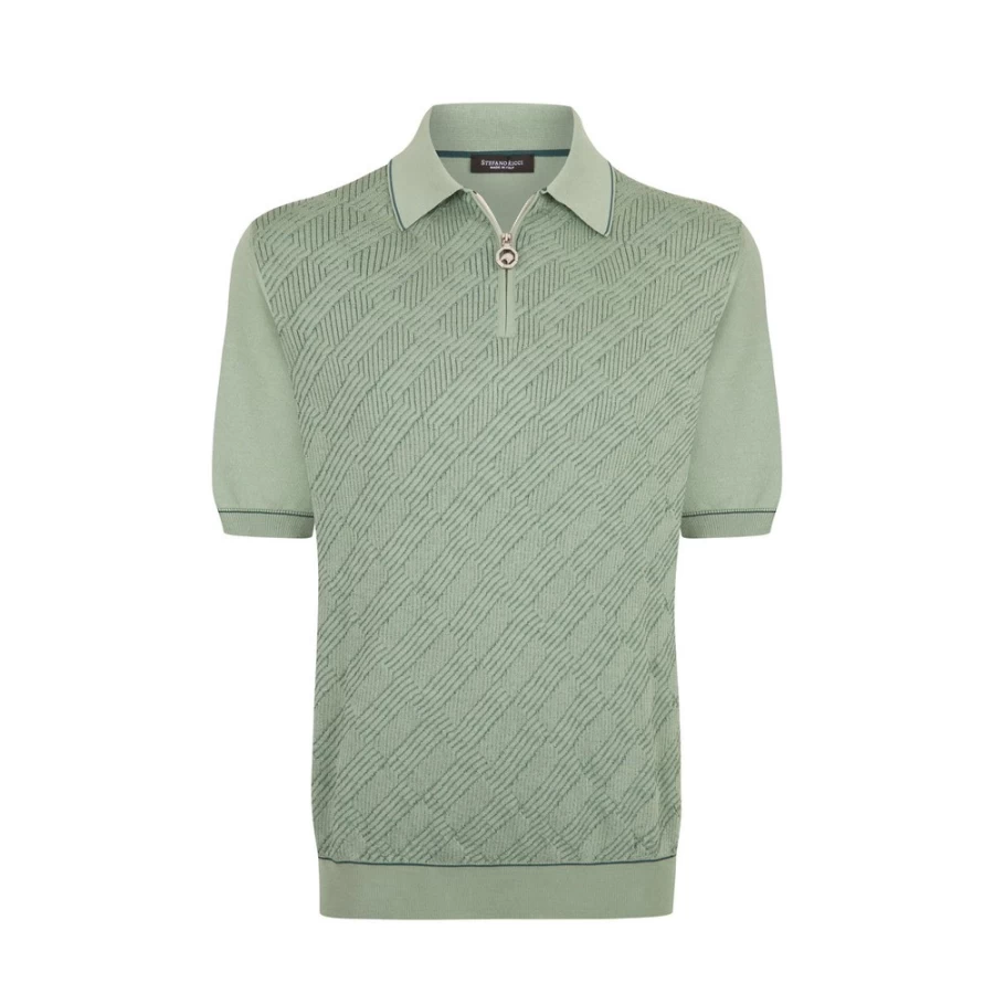 "Stefano Ricci Men's Premium Zip Polo Shirt in Classic Style"