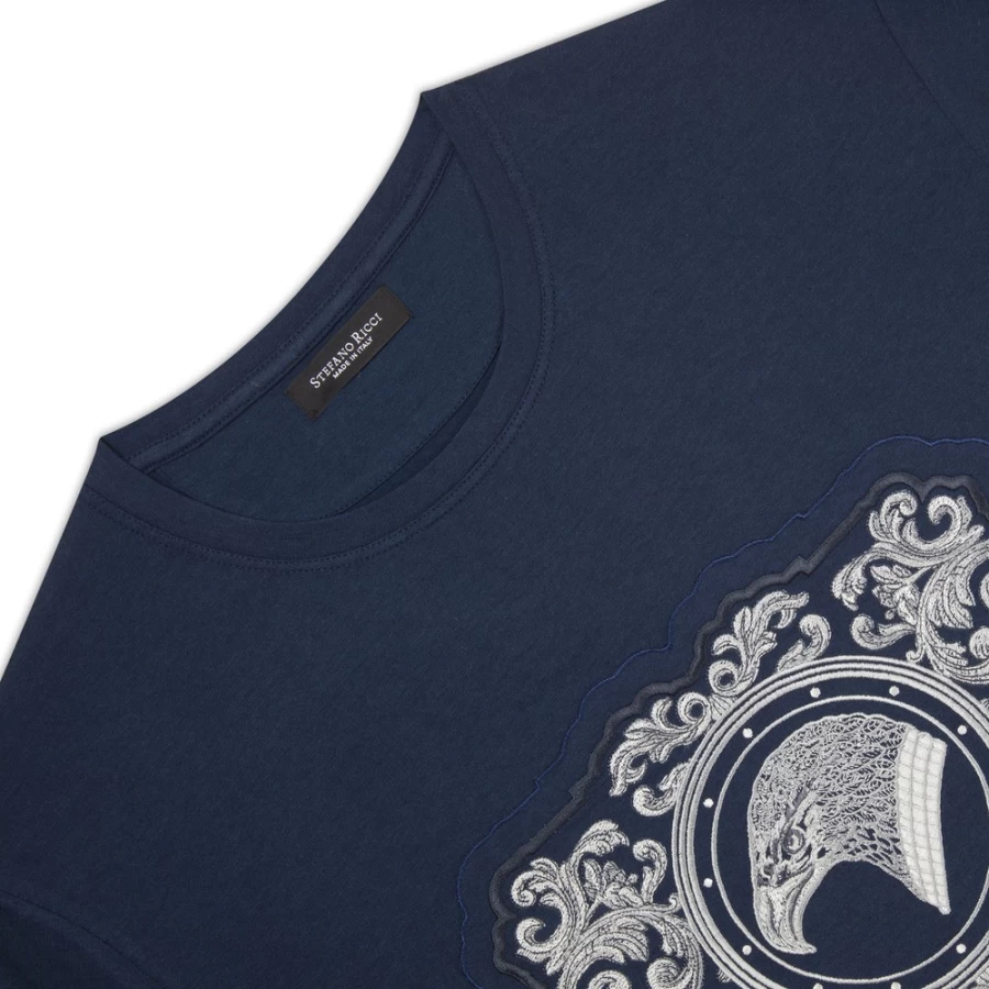 Stefano Ricci Men's B001 Crew Neck T-Shirt | Premium Cotton Classic Fit