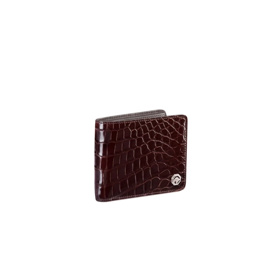 Stefano Ricci Luxury Diamante Crocodile & Calfskin Bifold Wallet in M019 Brown