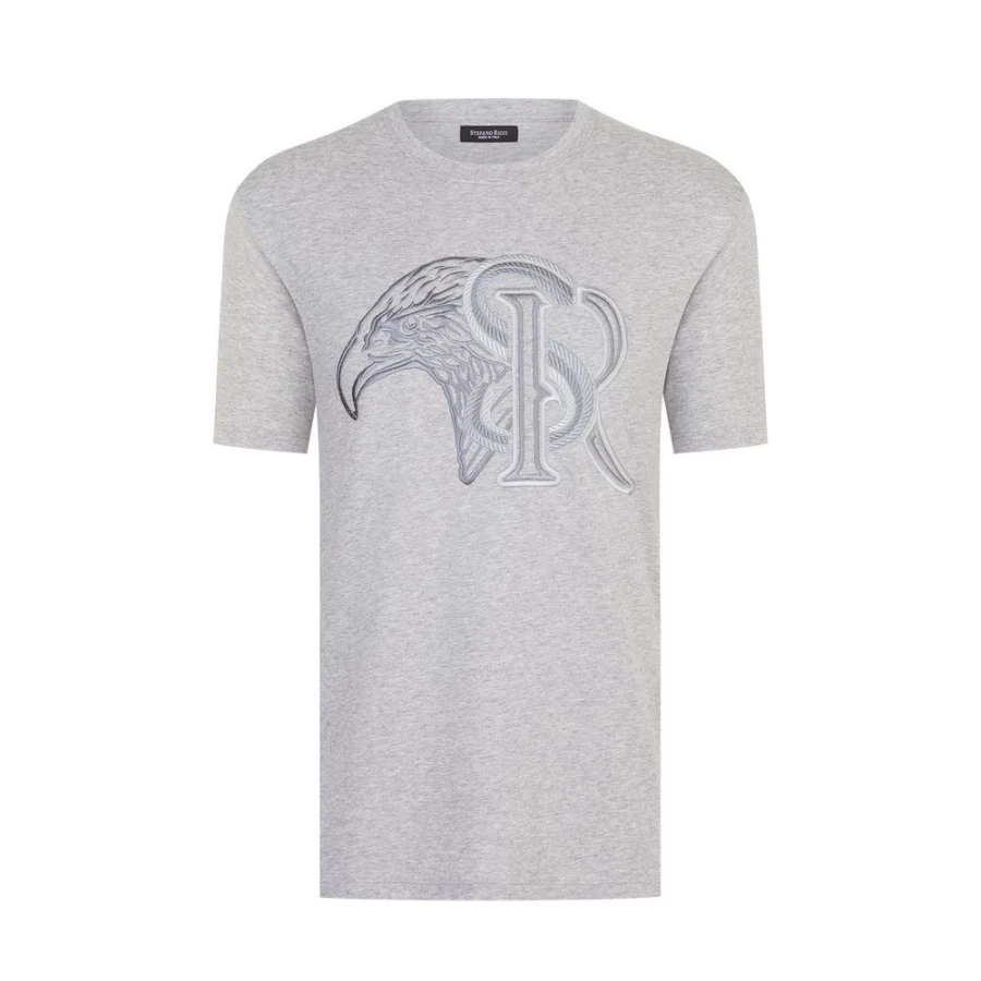 Stefano Ricci Men's Luxury Crewneck T-Shirt Premium Cotton Classic Fit