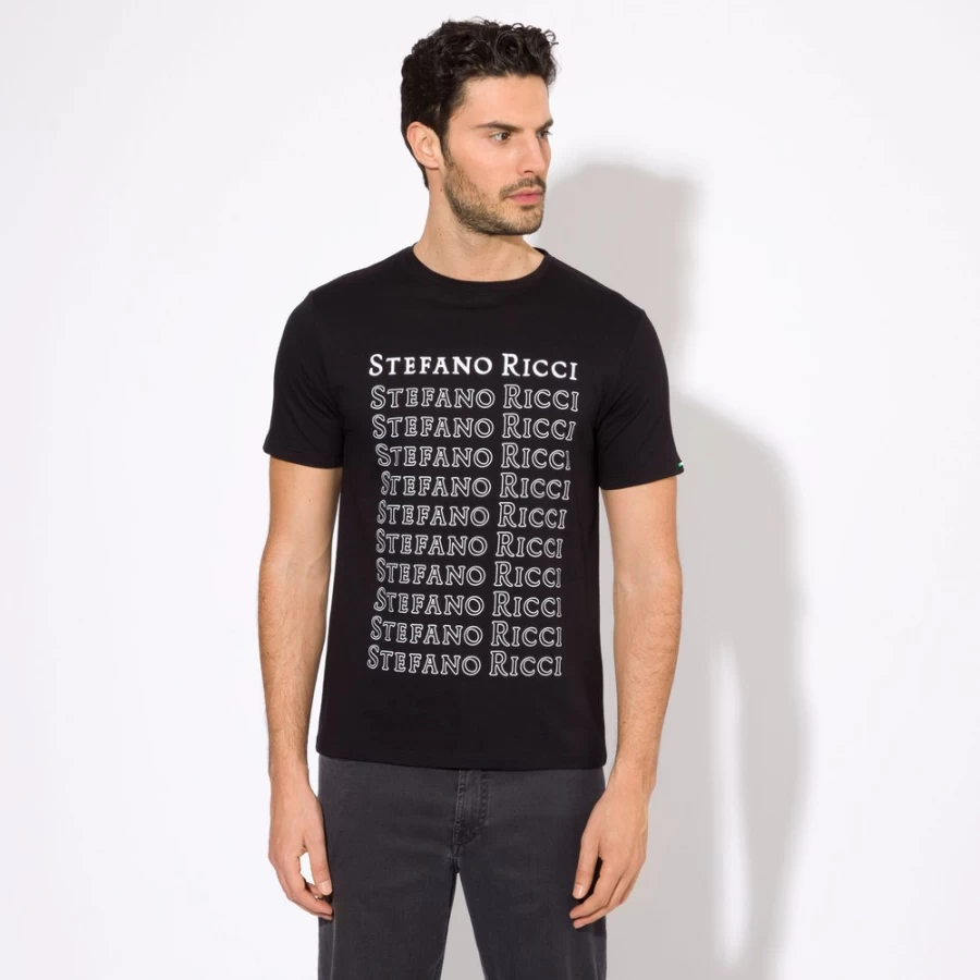 Stefano Ricci Men's Luxury T-Shirt in Color N999 - Premium Cotton Fashion Tee
