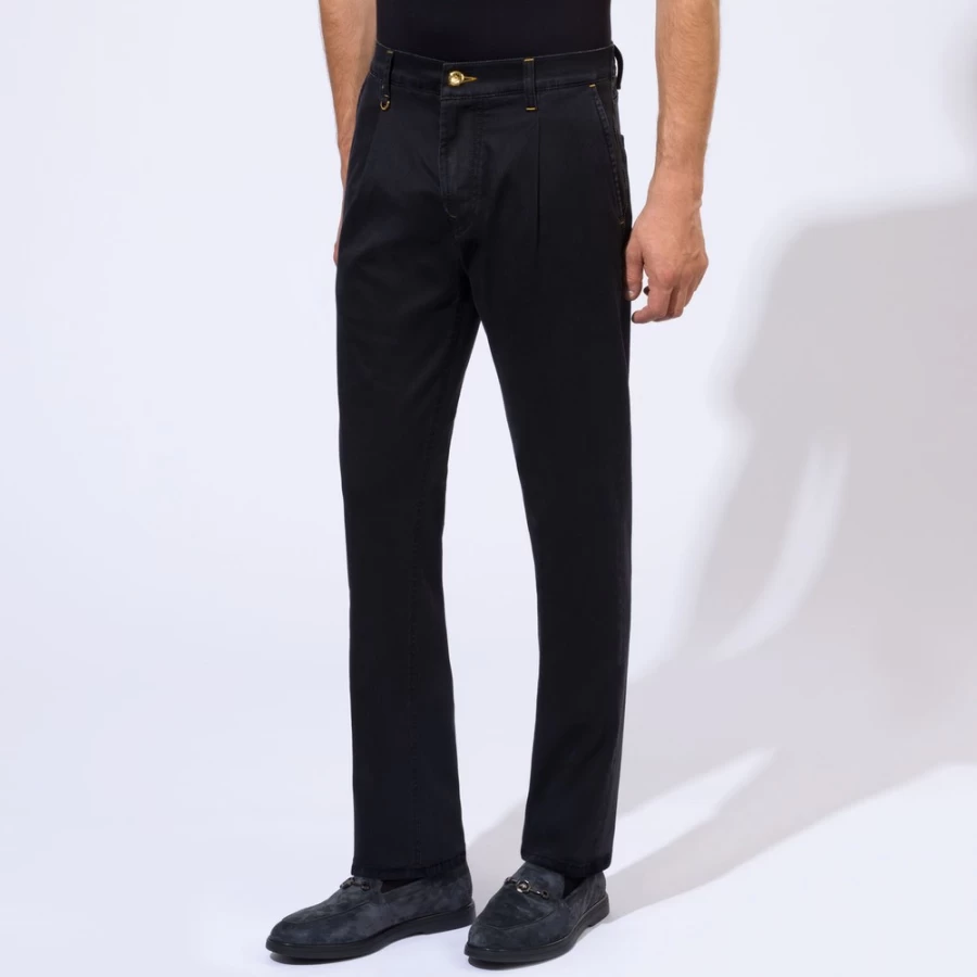 Stefano Ricci Men's Semi High Rise Slim Fit Jeans - Premium Denim Pants for a Stylish Look