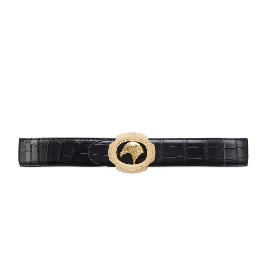"Stefano Ricci Luxury Genuine Crocodile Skin Belt - Matte Finish Men's Dress Accessory"