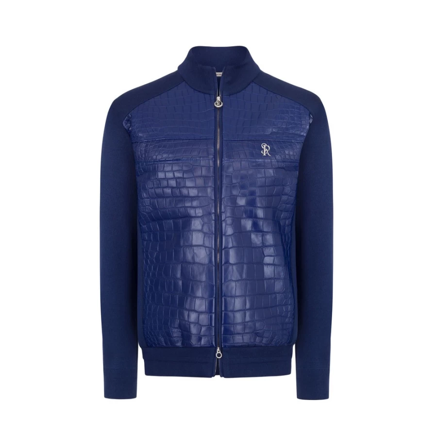 Stefano Ricci Men's Crocodile Leather Knit Blouson Jacket in Color J22101_2189