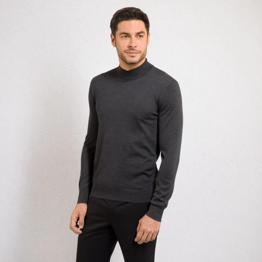 Stefano Ricci Men's Luxury Cashmere Silk Crocodile Mock Neck Sweater in F23303_2101