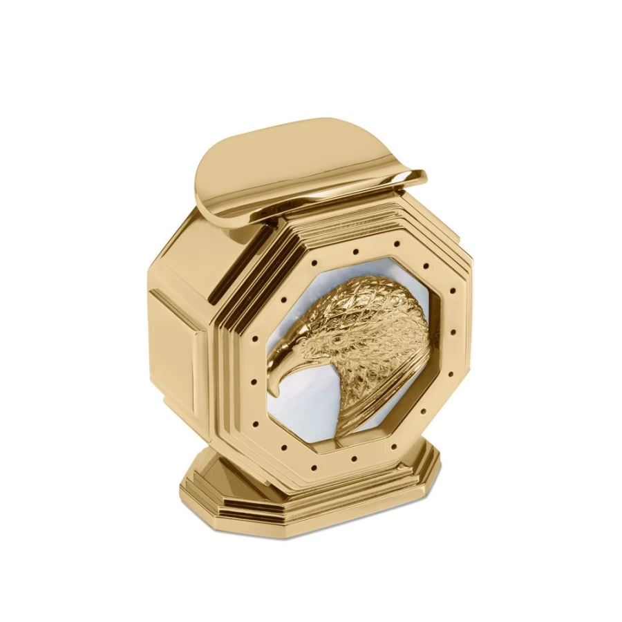 "Stefano Ricci Luxury Gold Cigar Holder with Mother of Pearl Inlay – Elegant Smoking Accessory"
