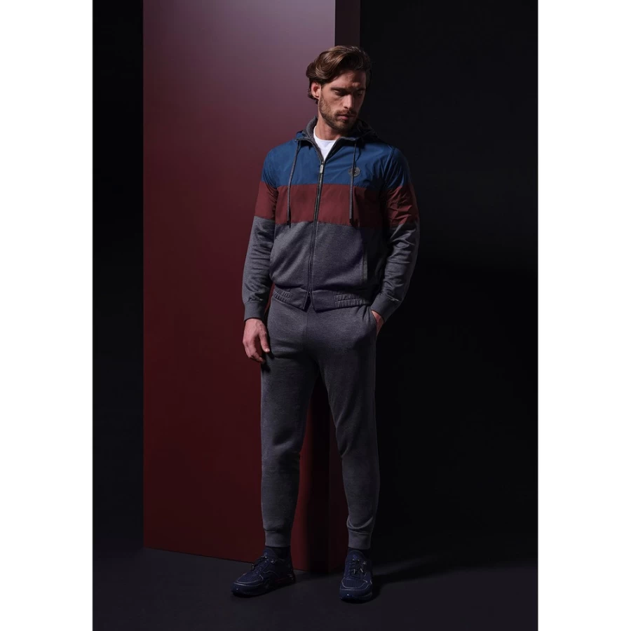 Stefano Ricci Men's Premium Hooded Jogging Suit Blouson Jacket for Athletic Comfort