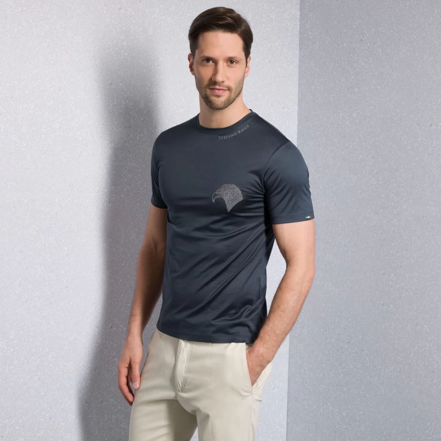 Stefano Ricci Men's G010 Crewneck T-Shirt - Premium Cotton Classic Fit