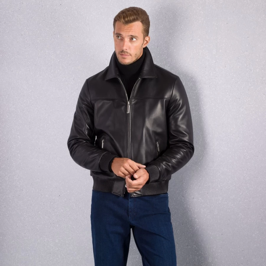 Stefano Ricci Men's Lambskin Leather Blouson Jacket – Premium Soft Lamb Skin Coat