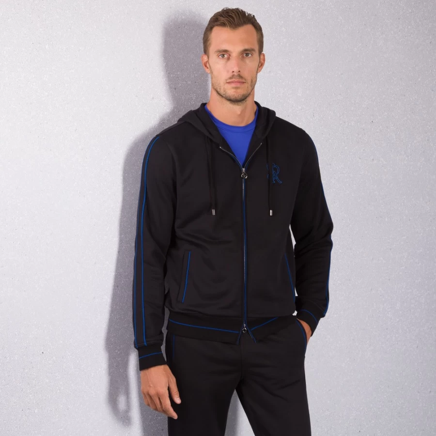 "Stefano Ricci Men's Premium Hooded Zip-Up Jogging Blouson Jacket"