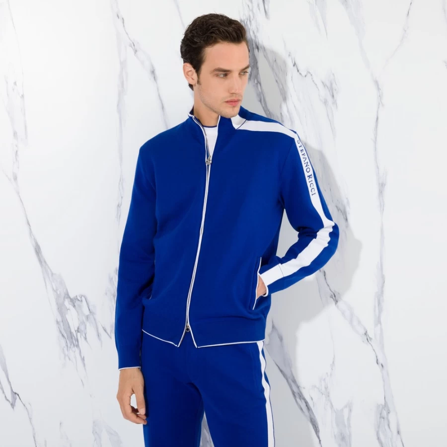 "Stefano Ricci Men's Knit Jogging Suit Blouson – Premium Luxury Tracksuit"