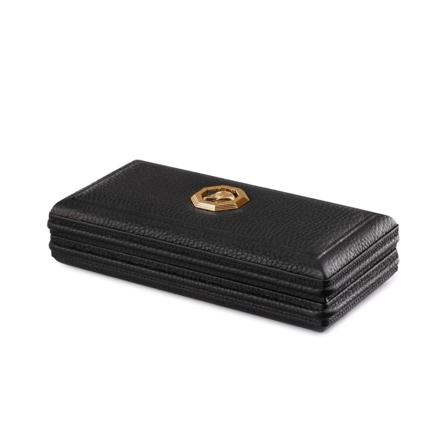 Stefano Ricci Premium Calfskin Leather Cigar Case Holds 3 Cigars Luxury Travel Humidor