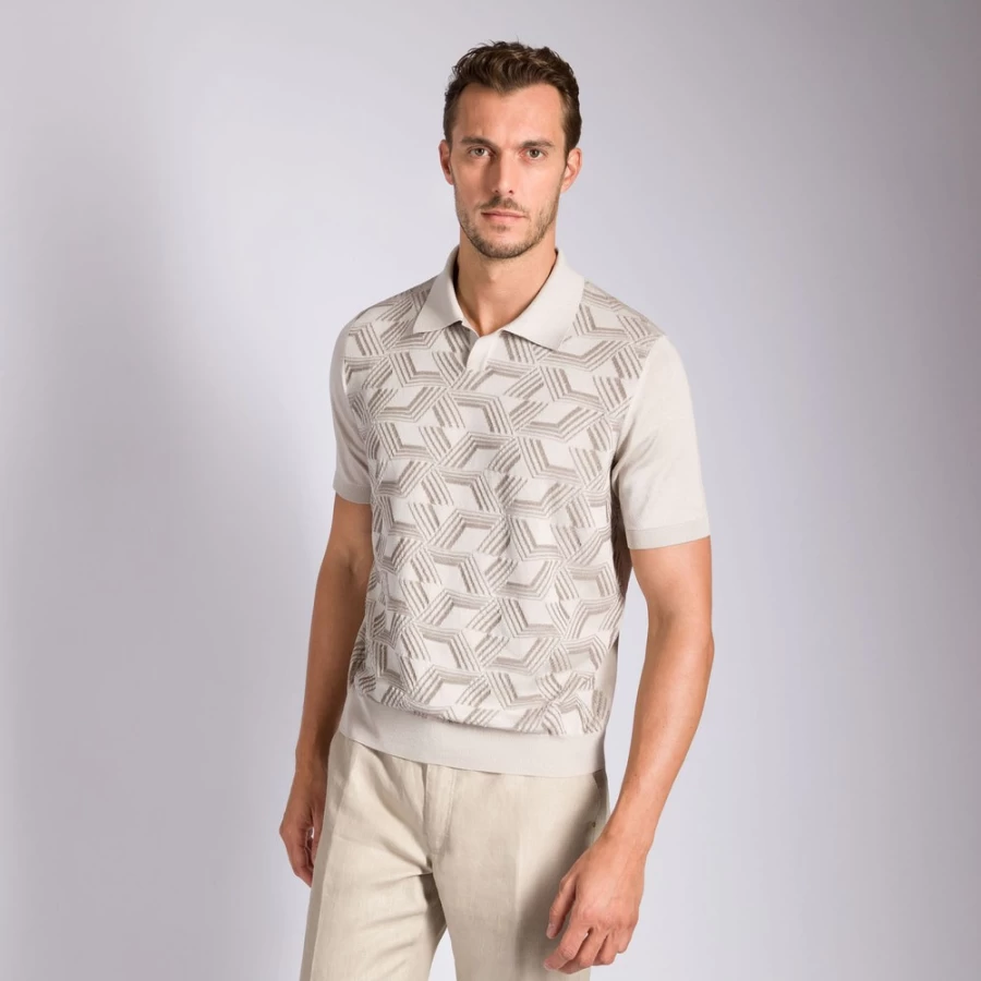 "Stefano Ricci Men's Knit Short Sleeve Polo Shirt Luxury Casual Wear"