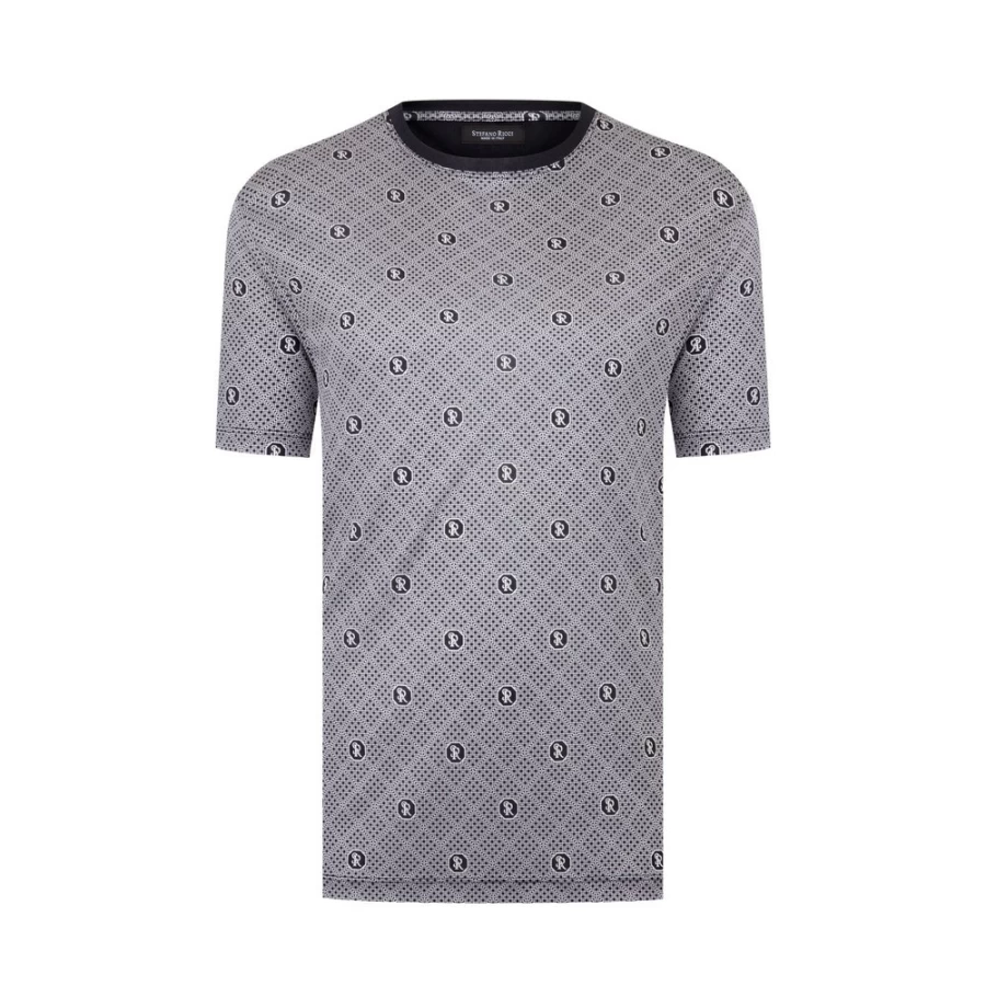 Stefano Ricci Men's Luxury Silk Crewneck T-Shirt in Color Js2302_009
