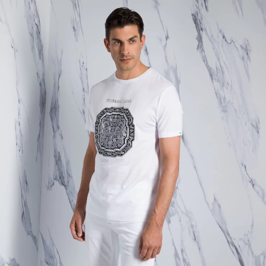 Stefano Ricci Men's W000 Crewneck T-Shirt | Premium Cotton Classic Fit