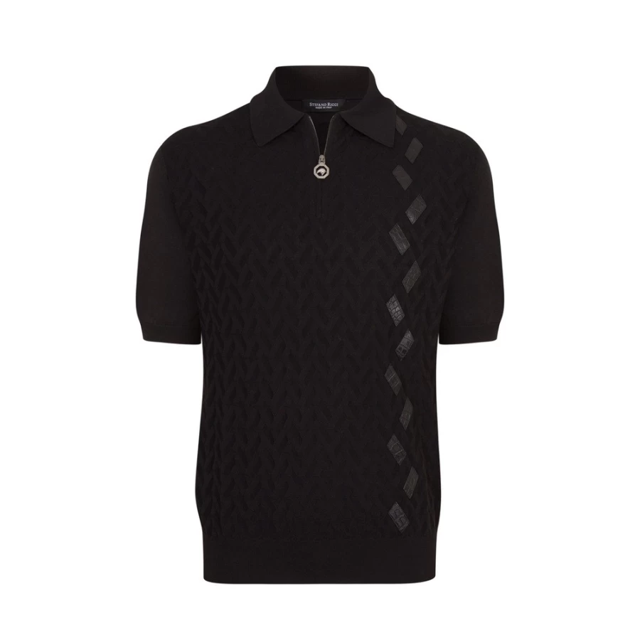 Stefano Ricci Men's Premium Zip Polo Shirt in Classic Red - Stylish & Comfortable