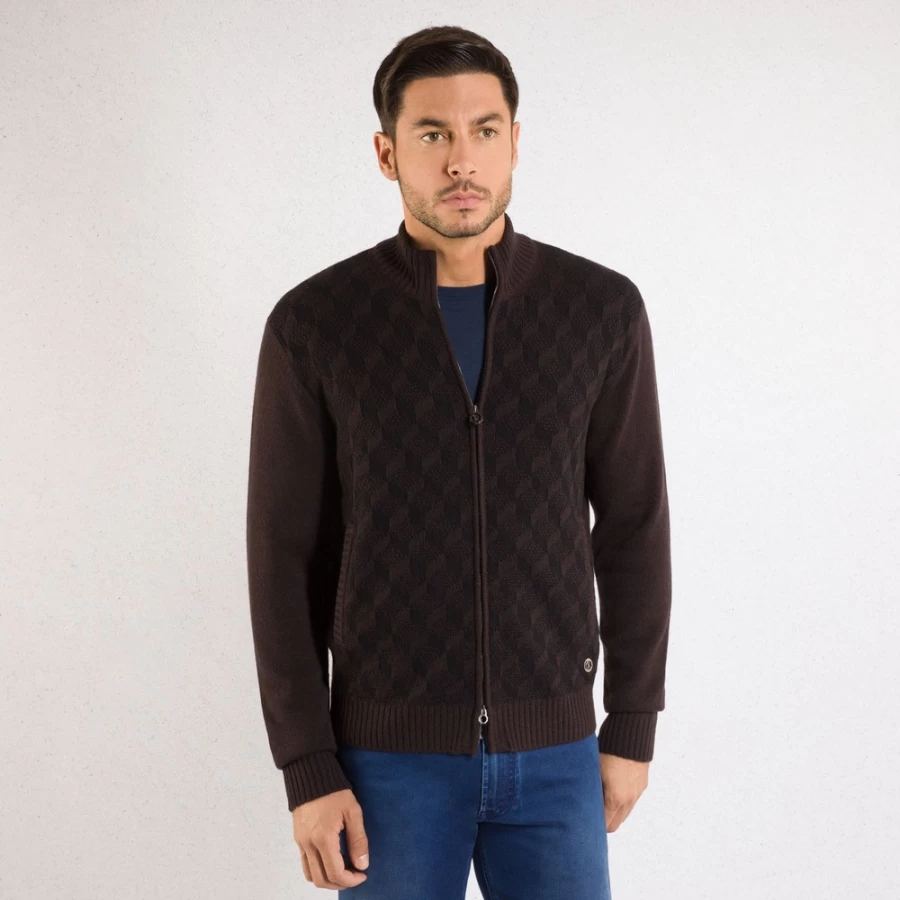 "Stefano Ricci Men's Cashmere Knit Blouson Jacket in Premium Soft Wool"
