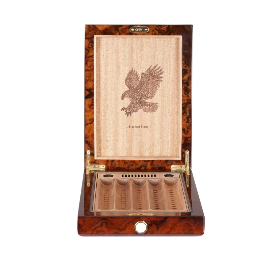 "Stefano Ricci Sr Humidor Luxury Cigar Box – Premium Wooden Cigar Storage Case"
