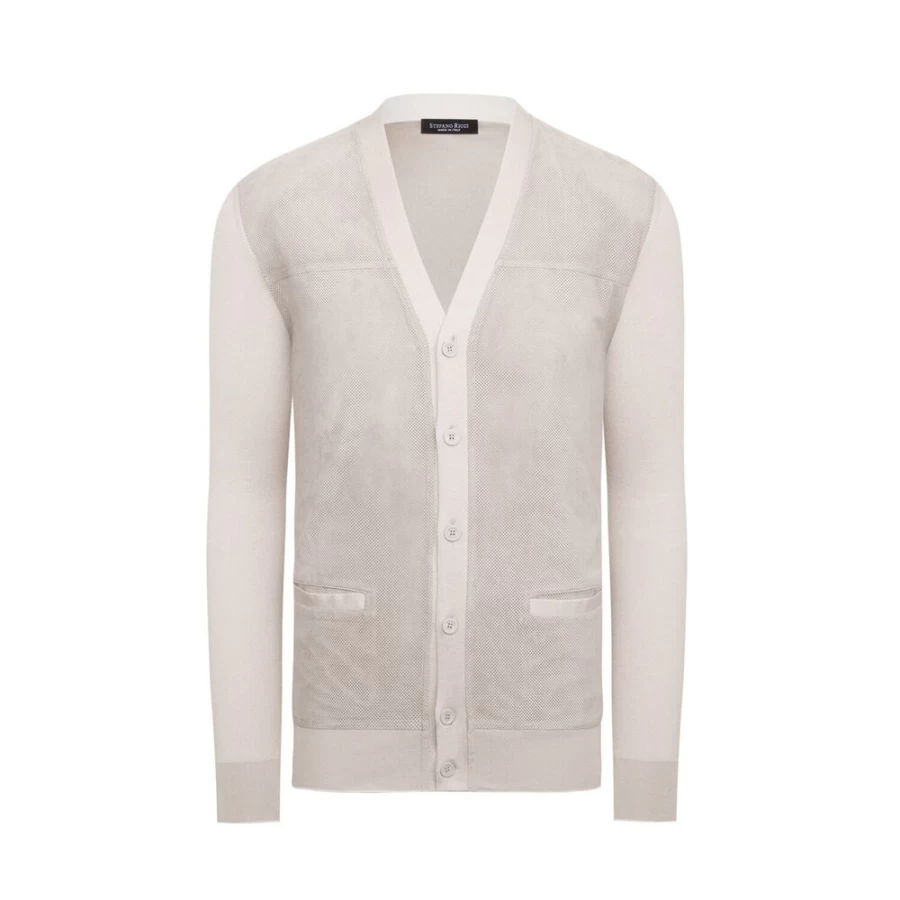 "Stefano Ricci Men's Perforated Suede Cardigan – Luxe Knit Jacket"