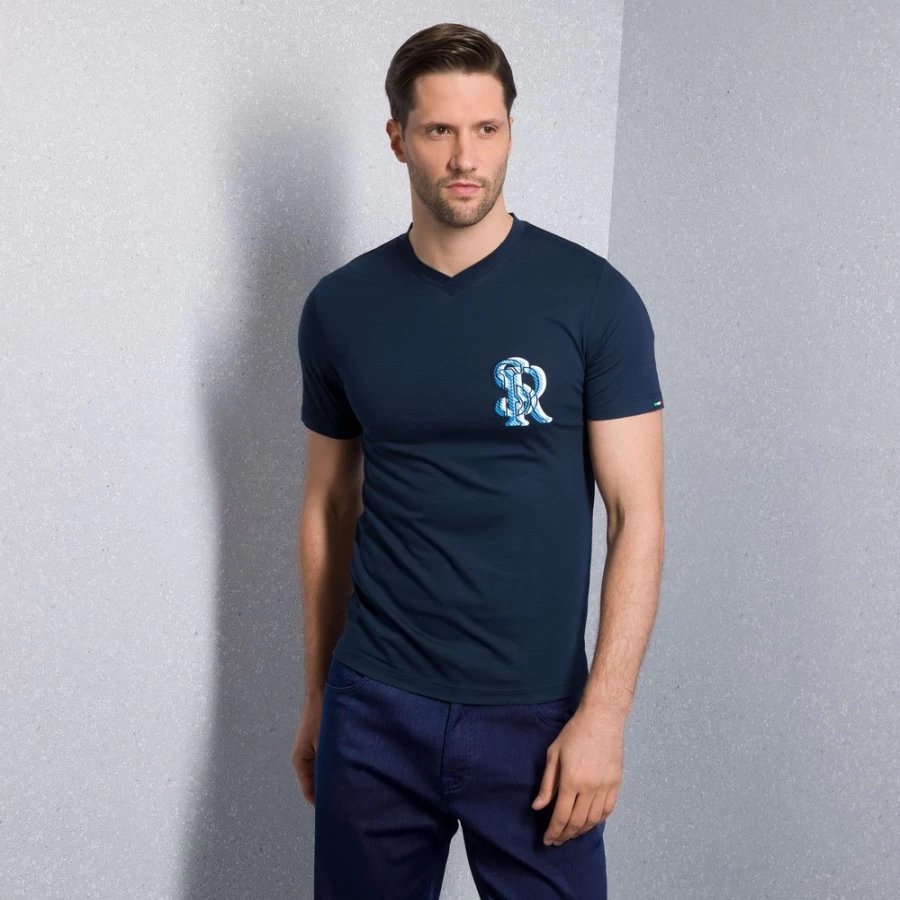 Stefano Ricci Men's Brown V-Neck T-Shirt - Premium Luxury Cotton Tee