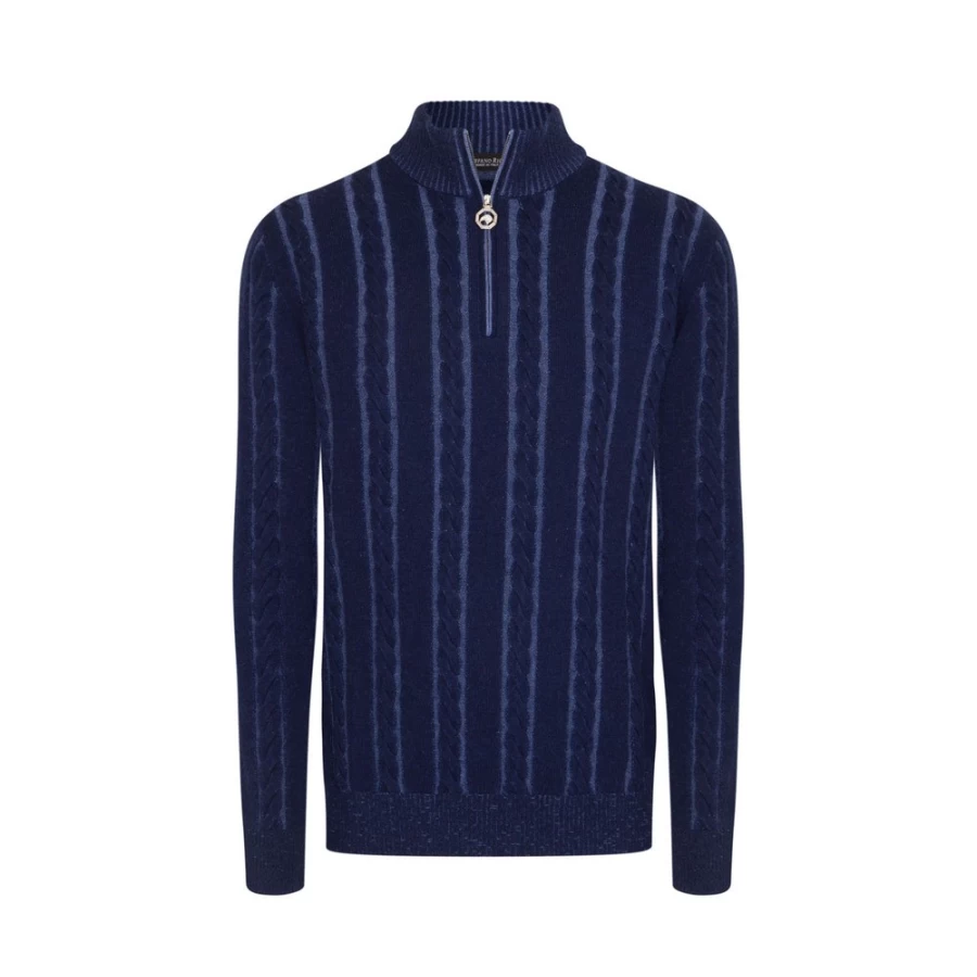Stefano Ricci Men's Zip Mockneck Sweater in Premium Knitwear F22317_3189