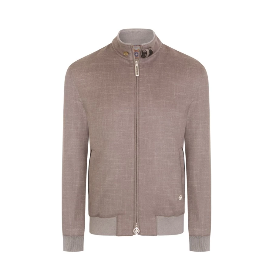 "Stefano Ricci Men's Cashmere Blouson Jacket with Deerskin Leather Trim"