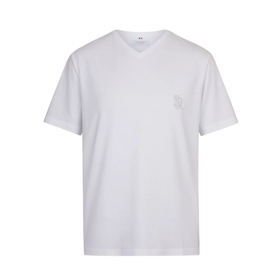Stefano Ricci Men's W000 V-Neck T-Shirt Luxury Cotton Crewneck Tee