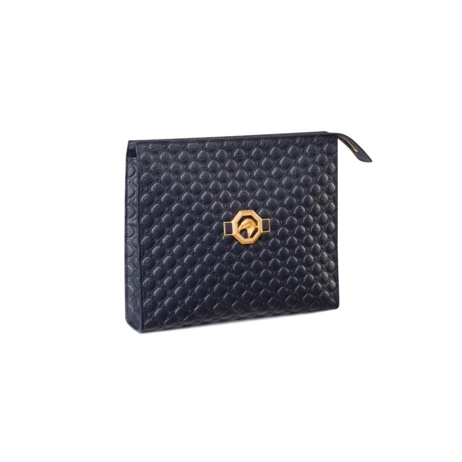 "Stefano Ricci Luxury Calfskin Leather Travel Pouch for Men - Premium Leather Accessory"