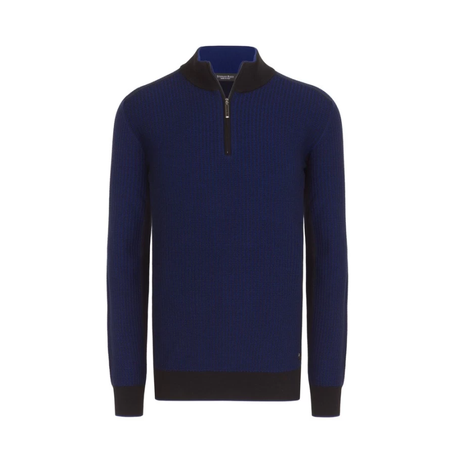 Stefano Ricci Men's Zip Mockneck Sweater | Luxury Knit Pullover with Front Zipper
