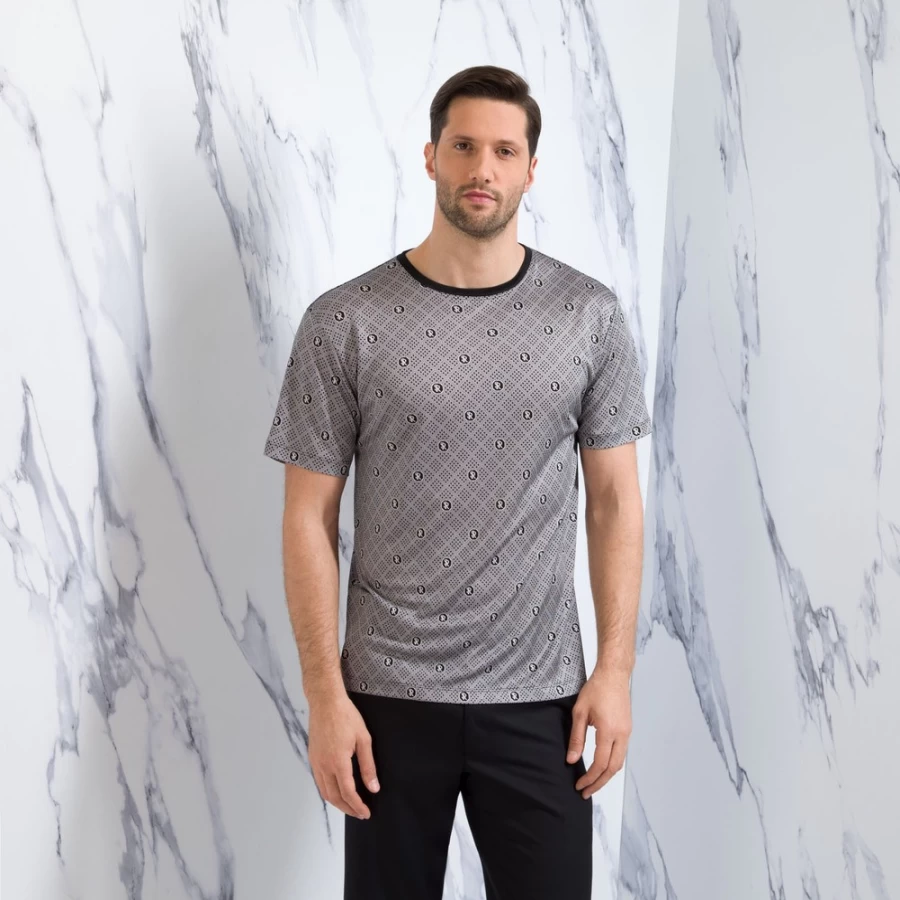 Stefano Ricci Men's Luxury Silk Crewneck T-Shirt in Color Js2302_009