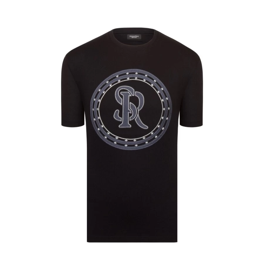 Stefano Ricci Men's Embroidered Luxury T-Shirt | Premium Cotton SR Design