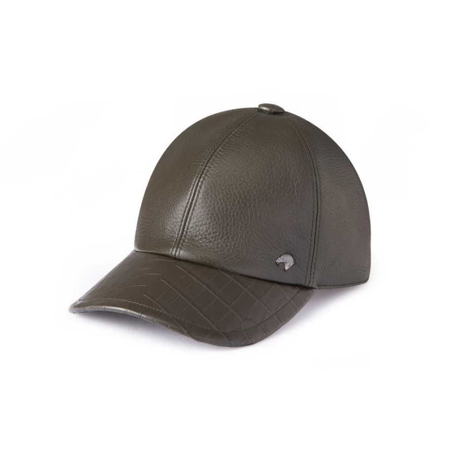 "Stefano Ricci Luxury Deerskin & Matte Crocodile Leather Baseball Cap"