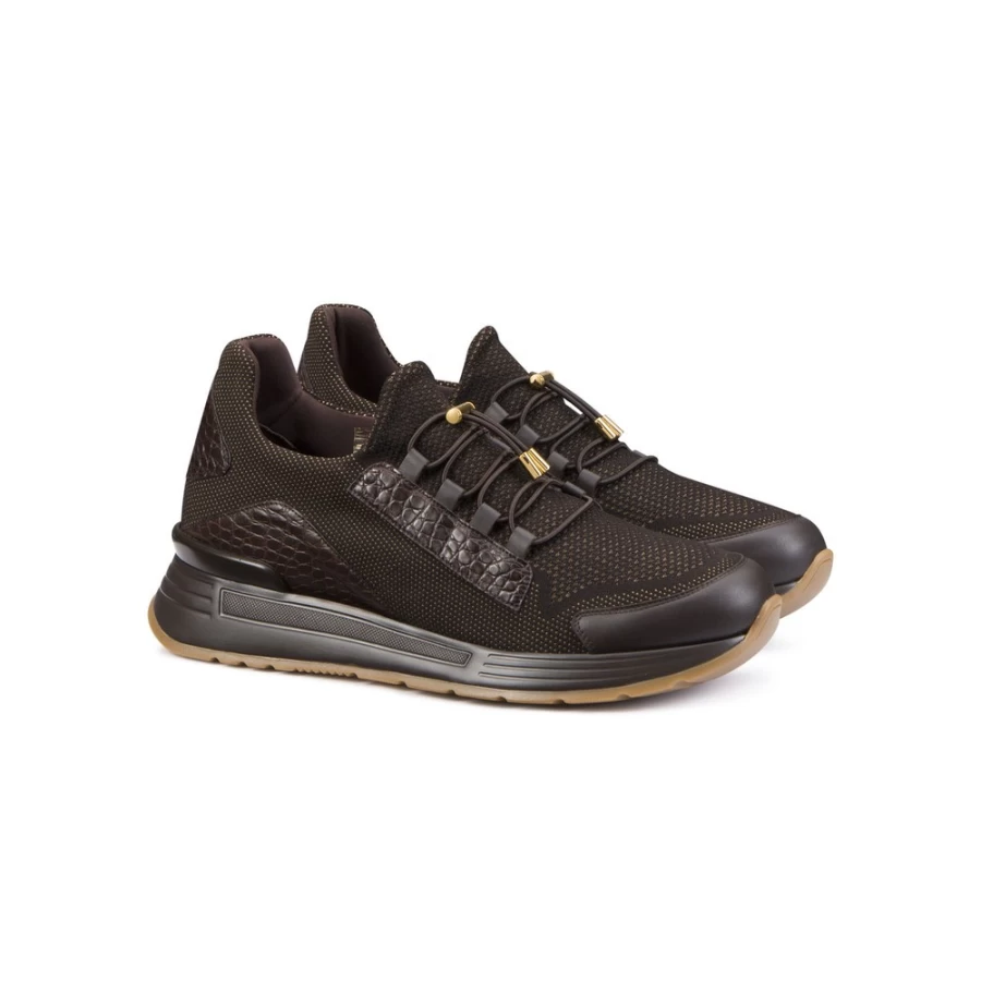 "Stefano Ricci Luxury Sneakers in Calfskin & Crocodile Leather | Color MM17 | Men's Designer Shoes"