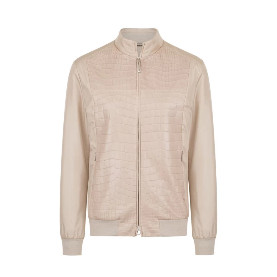 "Stefano Ricci Men's Luxury Silk Blouson With Crocodile Trim Jacket"