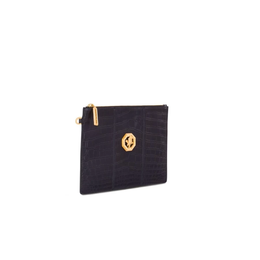 "Stefano Ricci Handmade Genuine Crocodile Leather Document Holder - Luxury Business Portfolio Bag"