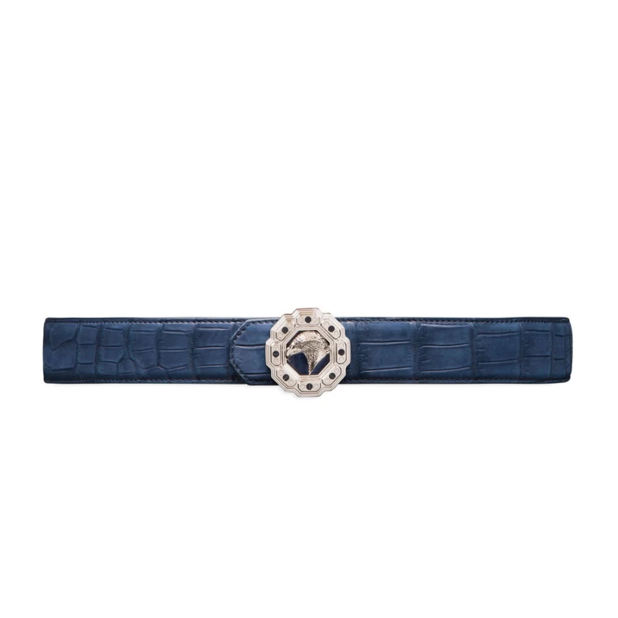 Stefano Ricci Luxury Genuine Crocodile Leather Belt for Men - Premium Nubuck Finish Dress Belt