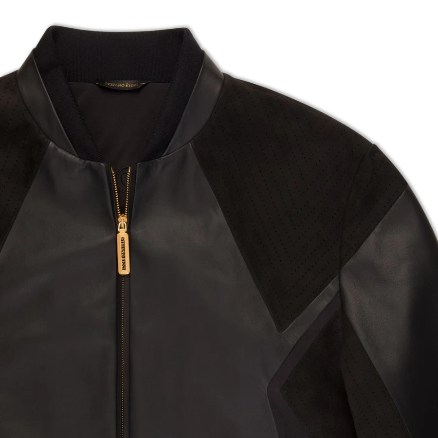 Stefano Ricci Men's Luxury Lambskin Leather Blouson Jacket