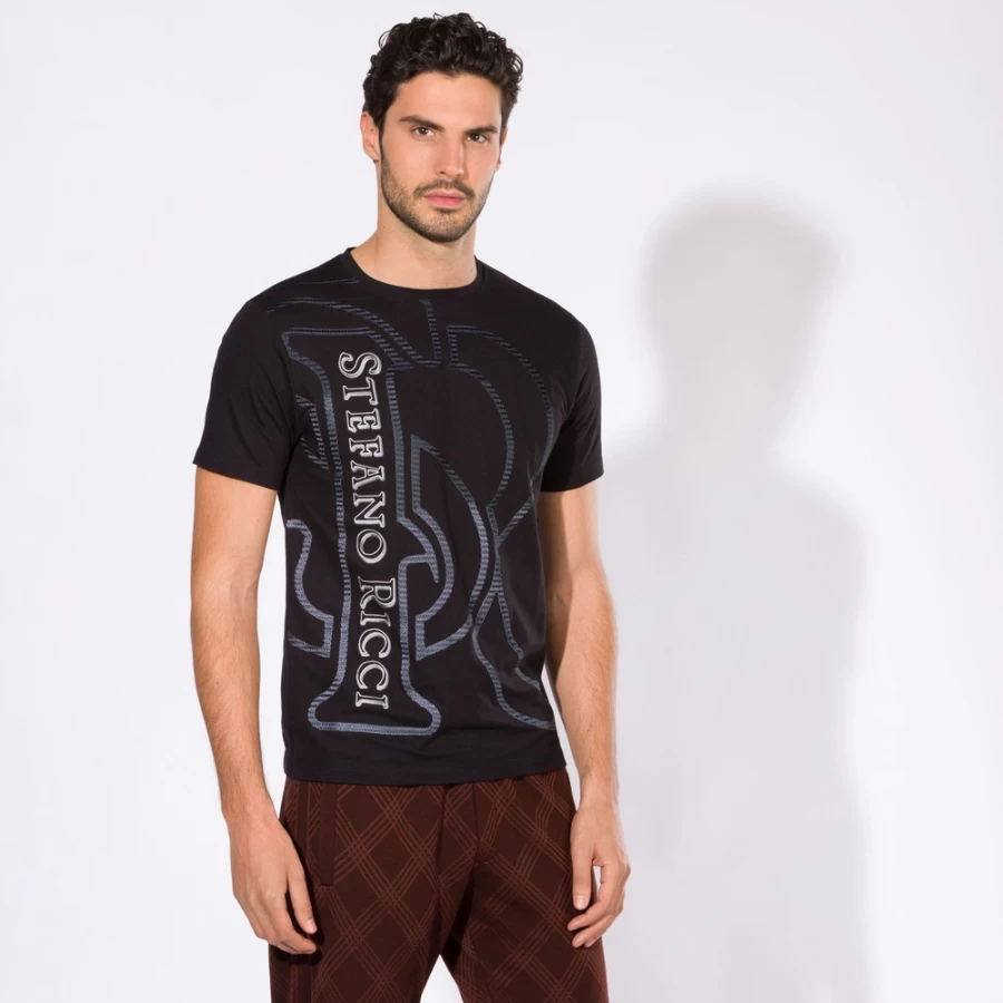 Stefano Ricci Men's Premium Luxury T-Shirt - Classic Fit Cotton Tee